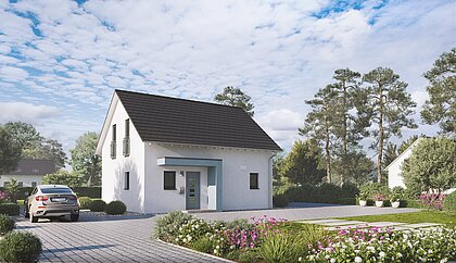 Einfamilienhaus Home 1 mit Satteldach von allkauf, Ansicht Eingang Tag