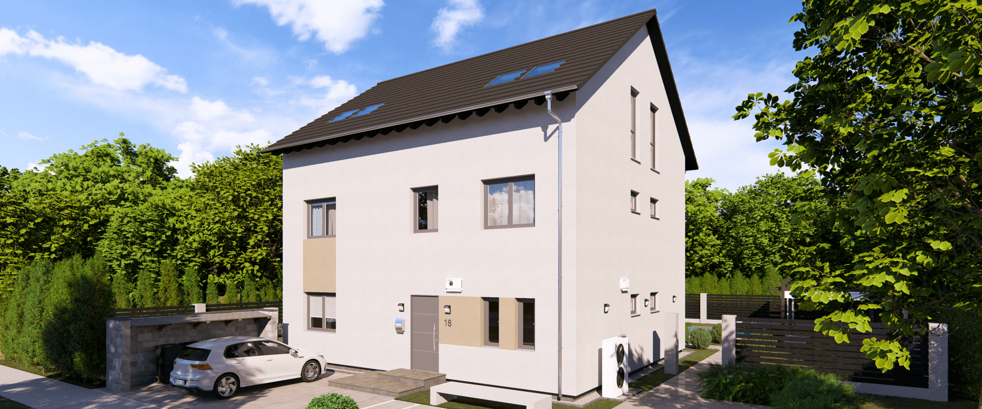 Mehrfamilienhaus Generation 18 von allkauf, Vorderansicht am Tag