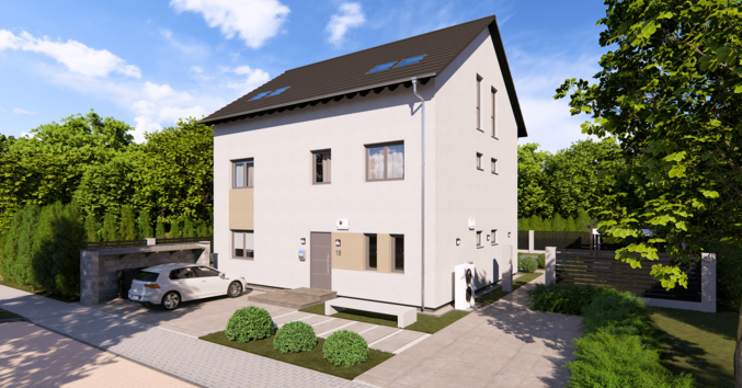 Mehrfamilienhaus Generation 18 von allkauf, Vorderansicht am Tag