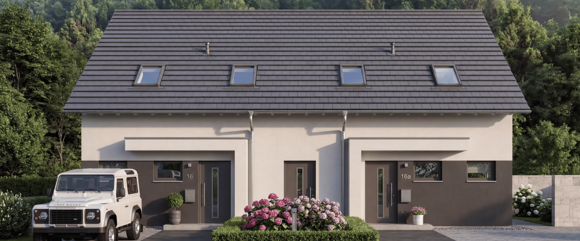 Mehrfamilienhaus Generation 7 von allkauf, Vorderansicht am Tag