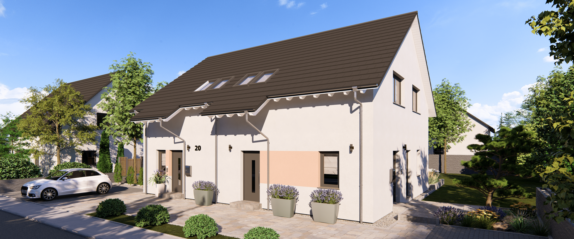 Mehrfamilienhaus Generation 20 von allkauf, Vorderansicht am Tag