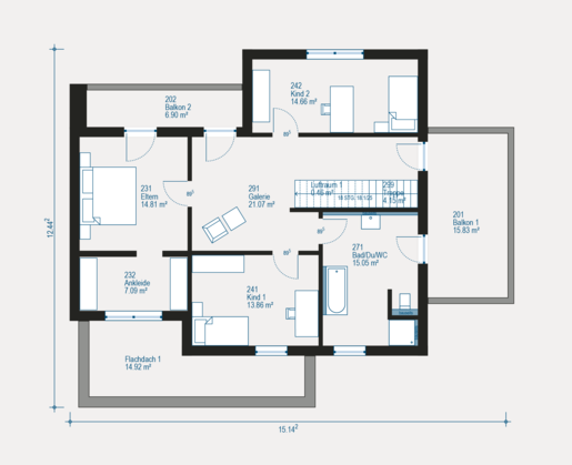 Grundriss Obergeschoss Einfamilienhaus Highline 9 von allkauf 