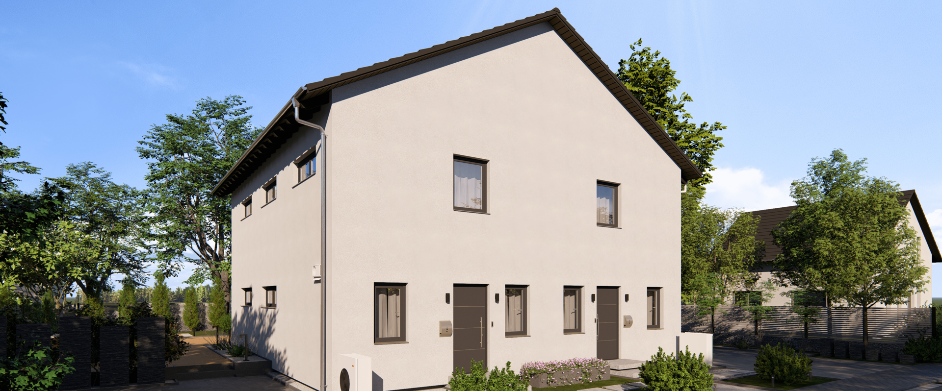 Mehrfamilienhaus Generation 19 von allkauf, Vorderansicht am Tag