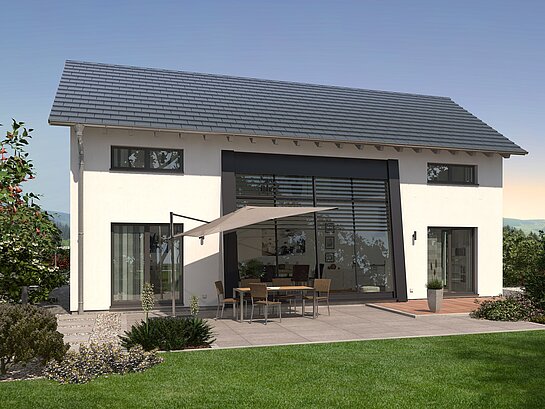 Einfamilienhaus Trendline S6 von allkauf, Ansicht Garten am Tag