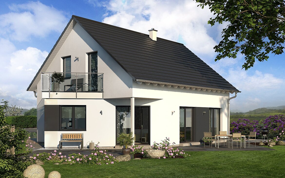 Einfamilienhaus Home 7 von allkauf, Ansicht Garten am Tag 