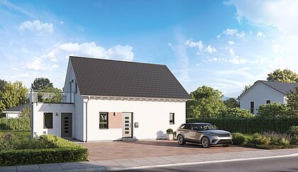 Einfamilienhaus Home 7 von allkauf mit Satteldach, Ansicht Eingang am Tag