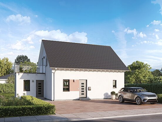 Einfamilienhaus Home 7 von allkauf mit Satteldach, Ansicht Eingang am Tag